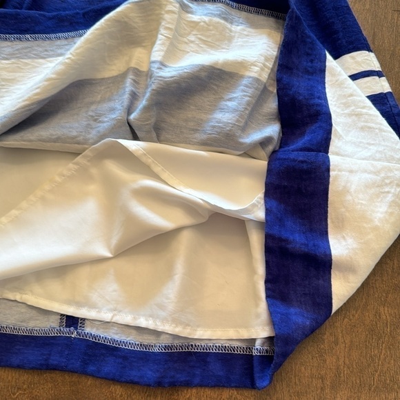 LOFT Size 0 (Fits 2-4) Blue & White Striped Fit and Flare Midi Dress - Picture 9 of 14